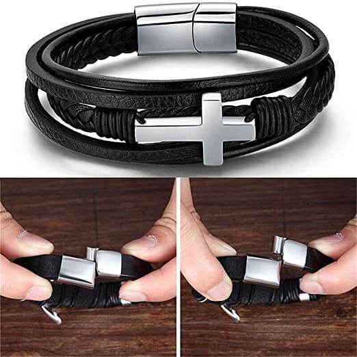Faith Leren Kruis Armband Belleza