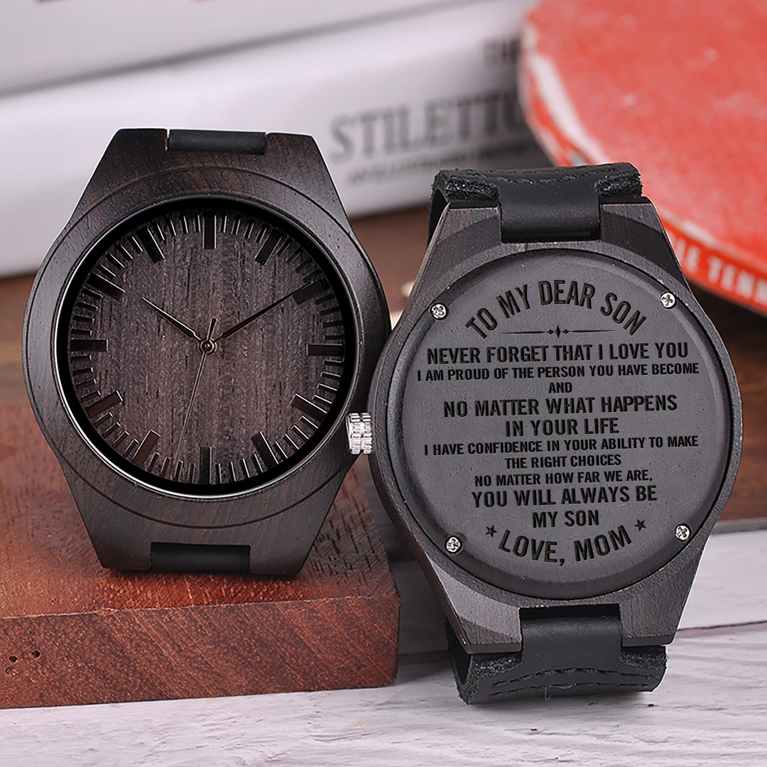 You Will Always Be My Son Gegraveerd Houten Horloge Belleza