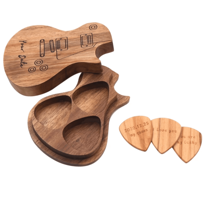 Gegraveerde houten gitaar Picks Belleza
