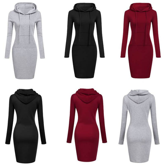 Slanke Pullover Hoodie Jurk Belleza