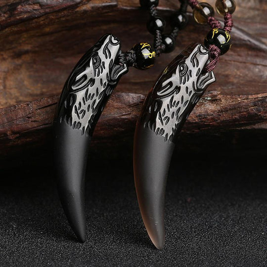 Obsidiaan Wolf Tand Hanger Ketting Belleza
