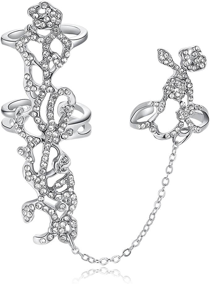 Meerdere Vinger Stack Knokkel Band Crystal Ring Belleza
