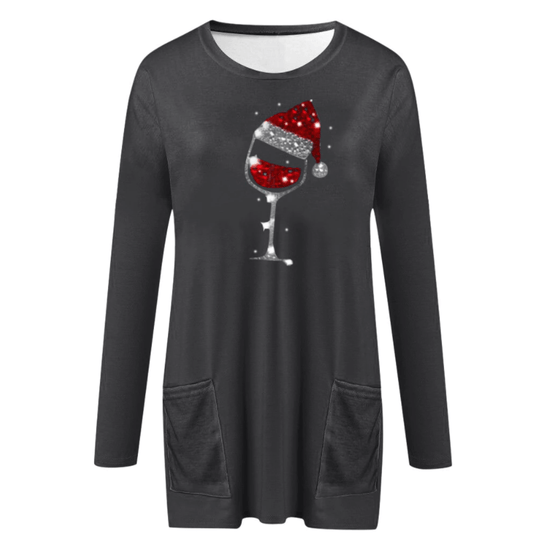 Wijn & kerstmuts Sweatshirt voor vrouwen Belleza