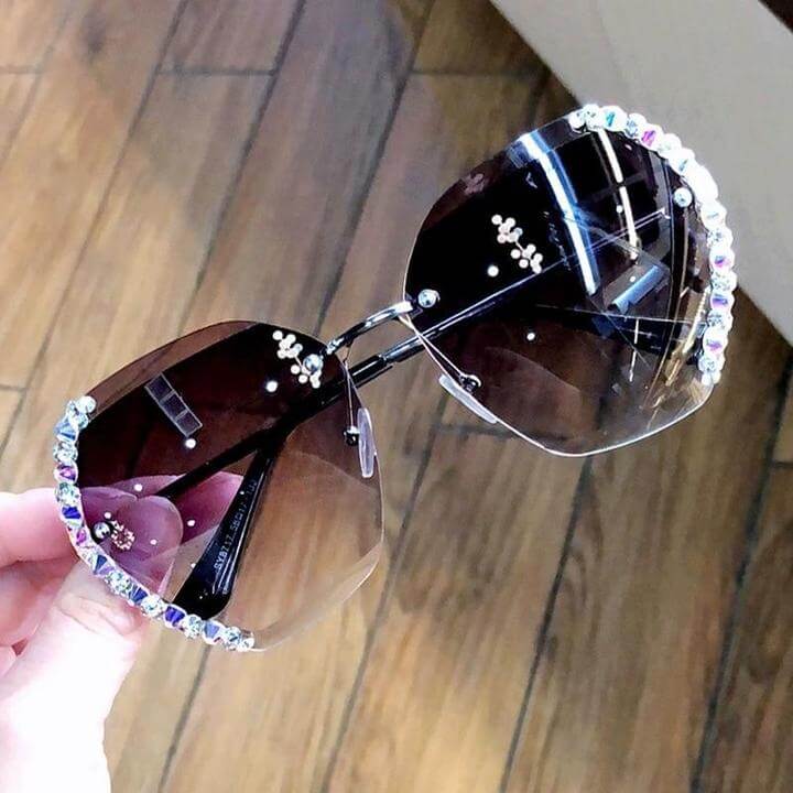 Randloze Rhinestone Zonnebril Belleza
