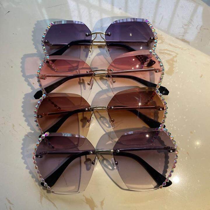 Randloze Rhinestone Zonnebril Belleza
