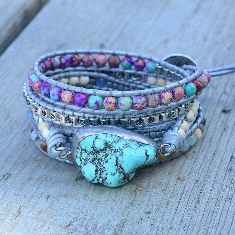 Helende Turquoise Beschermings Wikkel Armband Belleza