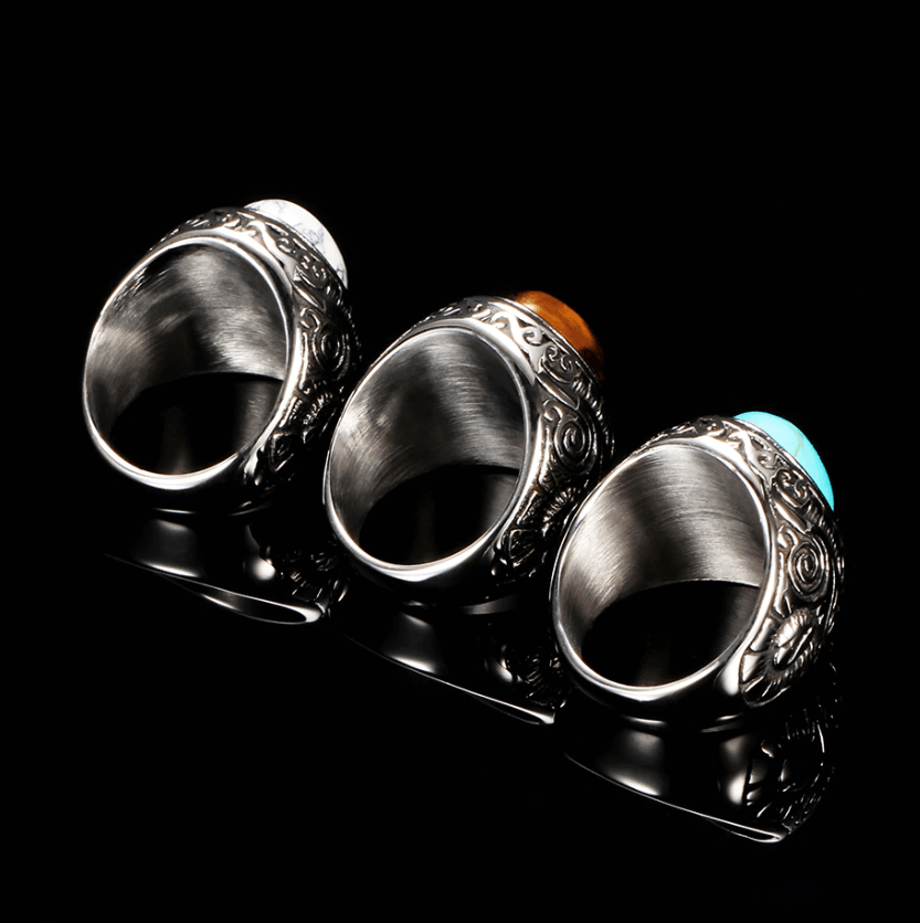 Mannen Vintage Turquoise Stone Ring Belleza